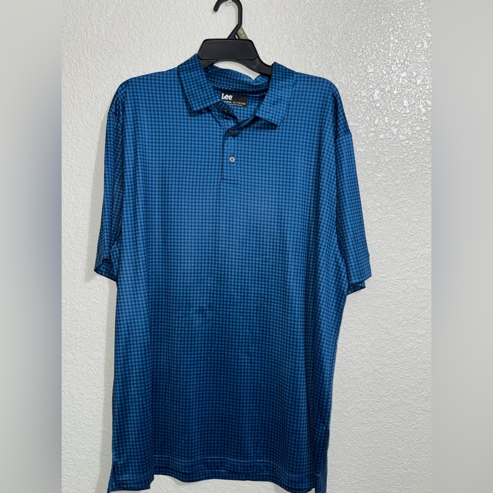 Lee Men's Navy Checkered Polo Shirt